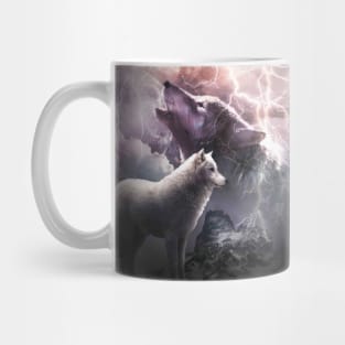 Lightning Wolf Howling At The Moon Mug